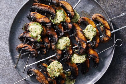 Grilled Mushrooms With Chive Butter