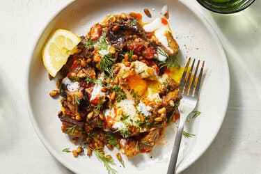 Spiced Eggplant and Tomatoes With Runny Eggs