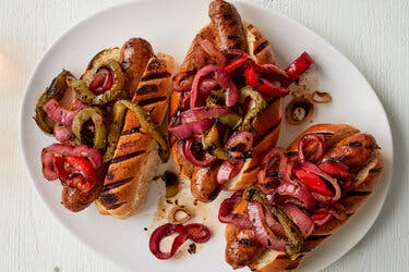 Grilled Sausages, Peppers and Onions 