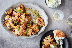 Image for Roasted Chicken Thighs With Garlicky Cucumber Yogurt