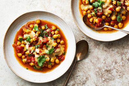 Image for Instant Pot Tomato-Braised Chickpeas With Tahini