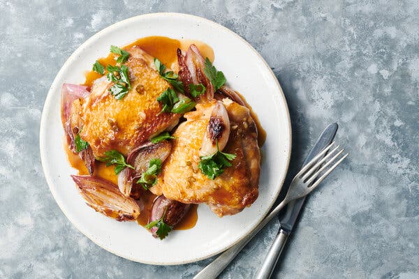 Honey-Glazed Chicken and Shallots