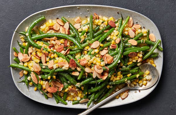 Green Bean and Corn Almondine