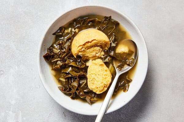 Collard Greens and Cornmeal Dumplings