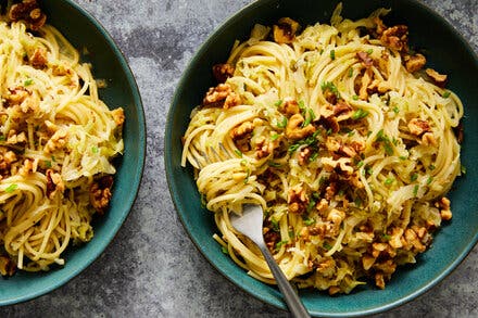 Caramelized Cabbage and Walnut Pasta