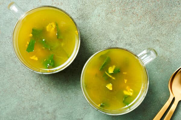 Ginger-Turmeric Bone Broth With Greens