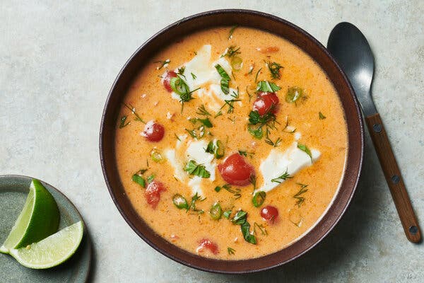 Brothy Thai Curry With Silken Tofu and Herbs