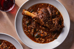 Image for French Onion-Braised Lamb Shanks With Barley and Greens