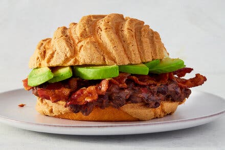 Beans, Bacon and Avocado Concha Sandwich