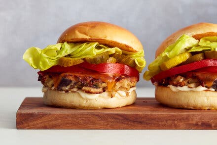 Smashed Cabbage and Mushroom Veggie Burgers