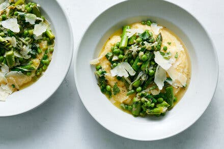 Polenta With Asparagus, Peas and Mint