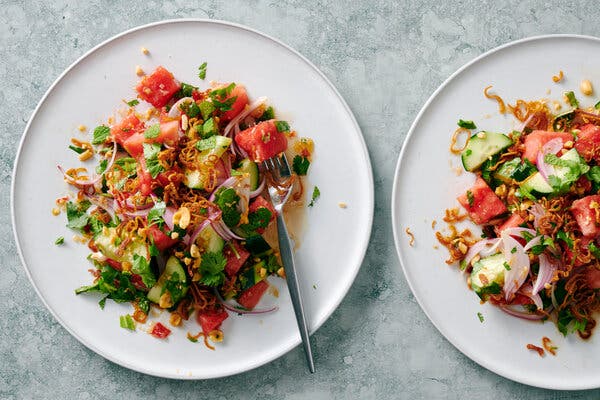 Watermelon Salad With Fried Shallots and Fish Sauce