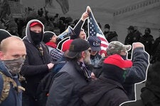 Proud Boys confront U.S. Capitol Police officers on Jan. 6. The far-right group incited violence and coordinated repeated breakthroughs of the Capitol’s defenses, a Times investigation found.