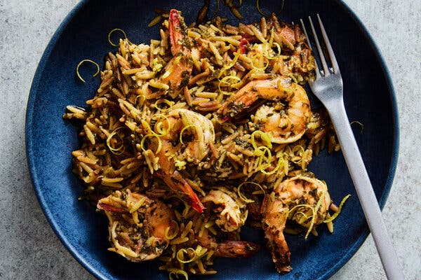 One-Pot Chermoula Shrimp and Orzo