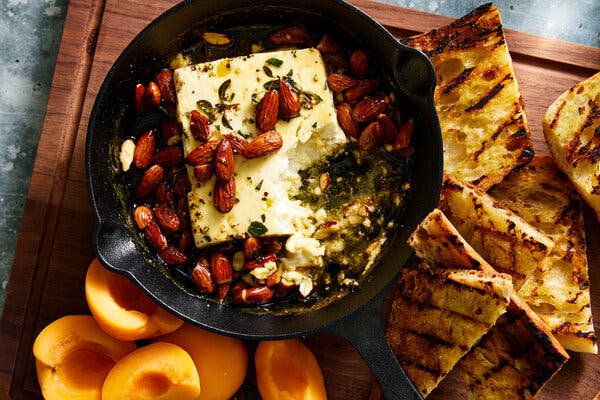 Grilled Feta With Nuts