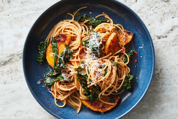 Pasta With Butternut Squash, Kale and Brown Butter