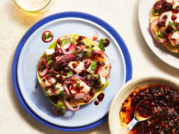 Tostadas Campechanas de Mariscos (Seafood Tostadas)