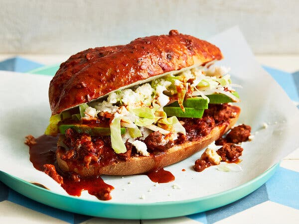 Chanclas Poblanas (Chorizo Sandwiches With Tomato-Guajillo Salsa)