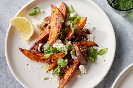 Harissa-Roasted Sweet Potatoes and Red Onion