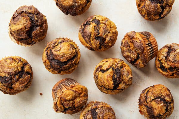 Chocolate Pumpkin Swirl Muffins