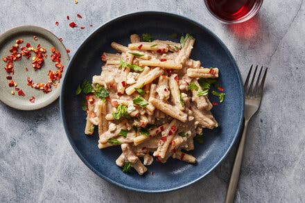 Mushroom and Cottage Cheese Pasta