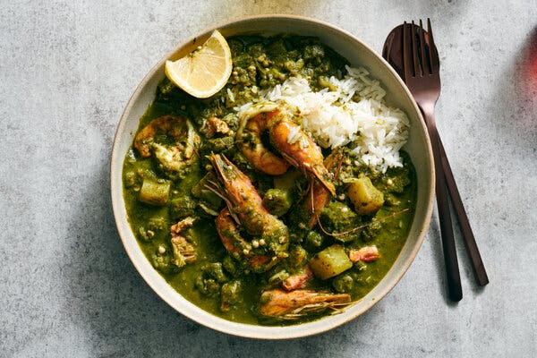 Gumbo Z’Herbes With Crab and Prawns