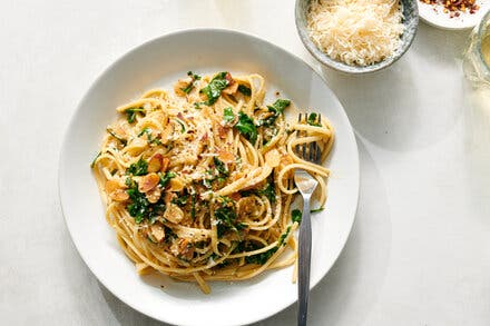 Buttery Lemon Pasta With Almonds and Arugula