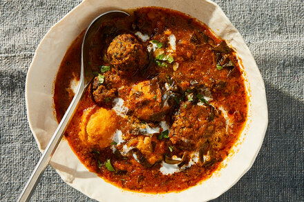 Image for Lamb Meatball and Semolina Dumpling Soup With Collard Greens