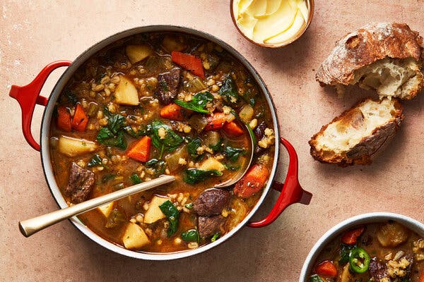 Beef Barley Soup With Lemon