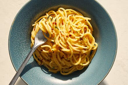 Spaghettini With Bottarga and Colatura