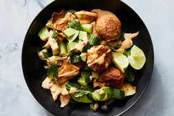 Image for Spicy Tahini Meatballs With Pita, Cucumber and Avocado