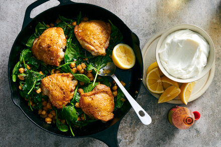 Image for One-Pan Crispy Chicken and Chickpeas