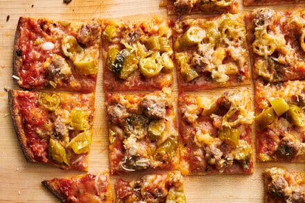 Chicago Thin-Crust (Tavern-Style) Pizza With Sausage and Giardiniera