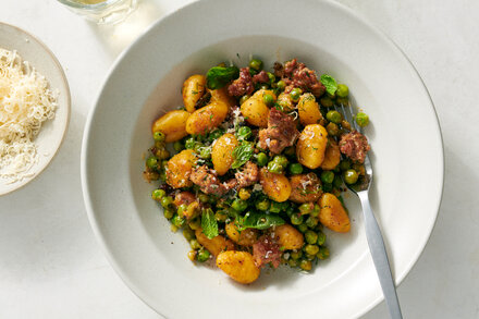 Image for Crisp Gnocchi With Sausage and Peas