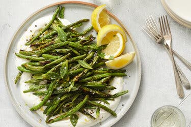 Charred Green Beans and Lemony Yogurt