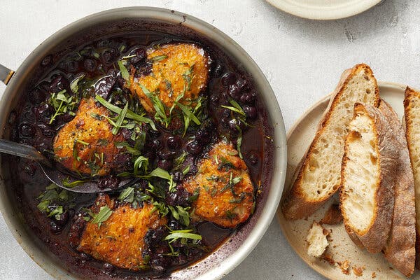 Roasted Chicken Thighs With Blueberries