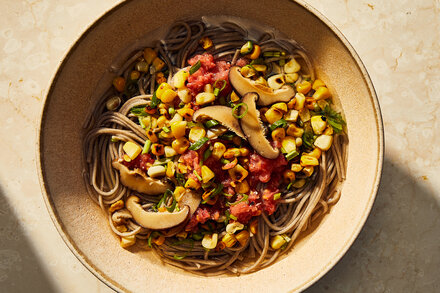 Image for Chilled Soba in Dashi With Tomatoes and Corn