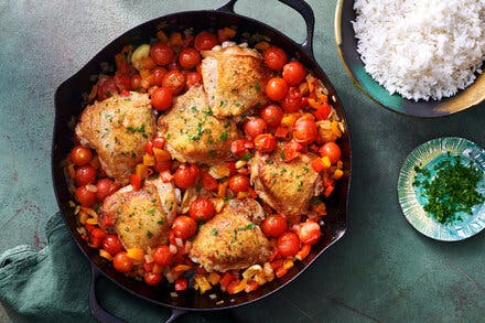 Skillet Chicken With Peppers and Tomatoes