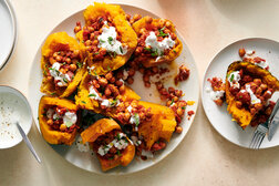 Image for Whole Roasted Squash With Tomato-Ginger Chickpeas