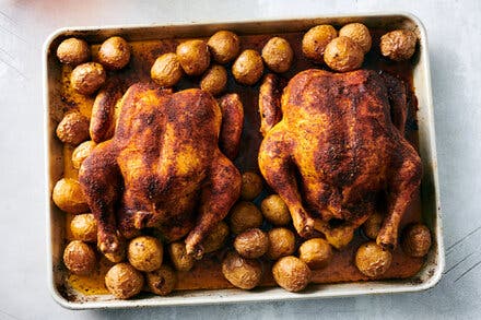 Paprika-Roasted Chickens and Potatoes