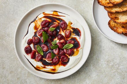 Ricotta Toast With Roasted Grapes