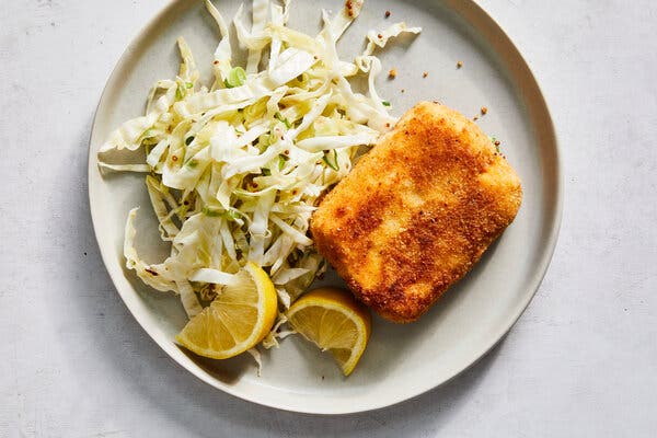 Breaded Halloumi With Cabbage Slaw