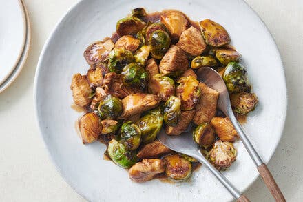 Sticky Chicken and Brussels Sprouts Stir-Fry