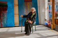 The artist Pat Steir in her studio in New York.