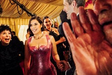 The “Barbie” star and Oscar nominee America Ferrera with the Hollywood icon Rita Moreno. Ferrera’s pink gown may have been a nod to her blockbuster film.