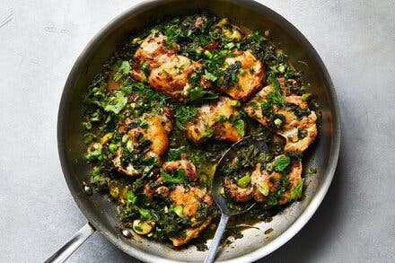 Herby Skillet Chicken With Greens