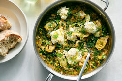 Image for One-Pan Creamy Artichokes and Peas