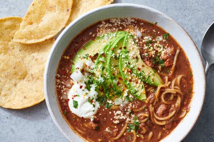 Sopa de Fideo y Frijoles con Chorizo (Fideo and Bean Soup With Chorizo)