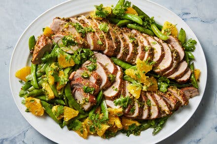 Jalapeño-Orange Pork Tenderloin With Snap Peas