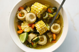 Image for Sopa de Verduras y Chochoyotes (Summer Vegetable Soup With Masa Dumplings)